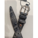 Ceinture en cuir façon python marine "Manna"