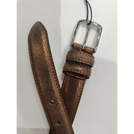 Ceinture en cuir bronze métallisé "Manna"