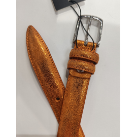 Ceinture en cuir métallisé saumon "Manna"