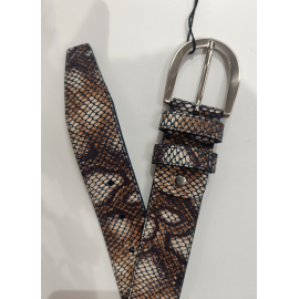 Ceinture en cuir marine façon python foncé"Manna"