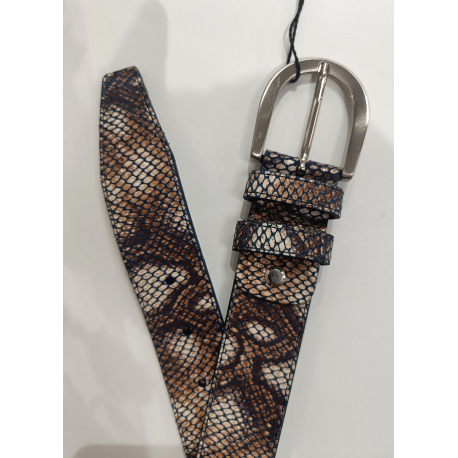 Ceinture en cuir façon python foncé"Manna"
