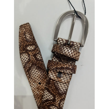 Ceinture en cuir façon python marron clair"Manna"