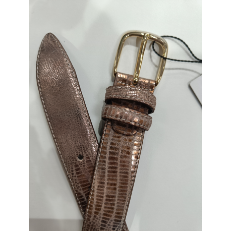 Ceinture en cuir façon python noir finition argenté "Manna"