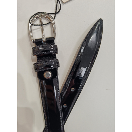 Ceinture en cuir noir verni"Manna"