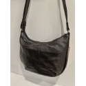Sac porté travers en cuir noir souple"Mocca"