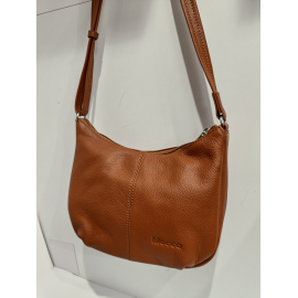 Sac porté travers en cuir noir souple"Mocca"