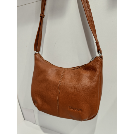 Sac porté travers en cuir noir souple"Mocca"