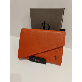 Grand portefeuille en cuir orange et marron "Adapell"