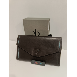 Portefeuille en cuir orange ,taupe et vert "Adapell"