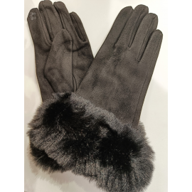 Gant noir fourrure