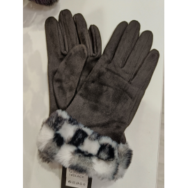 Gant noir fourrure