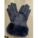 Gant marine fourrure 