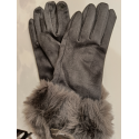 Gant gris fourrure 