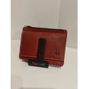 Porte monnaie  en cuir  orange, marron et taupe" "Adapell"