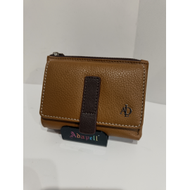 Porte monnaie  en cuir  orange, marron et taupe" "Adapell"