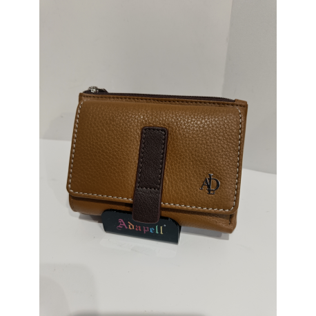 Porte monnaie  en cuir  orange, marron et taupe" "Adapell"