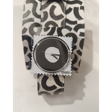 Montre blanc et noir " STAMPS “