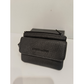 Porte monnaie  en cuir noir"Arthur et Aston"