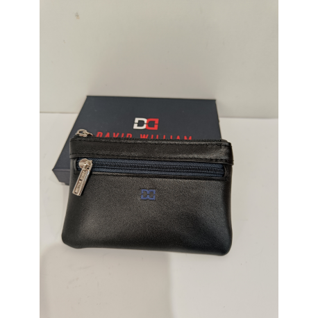 Porte monnaie en cuir noir "David William"