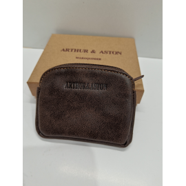 Porte monnaie en cuir marron  "Arthur et Aston"