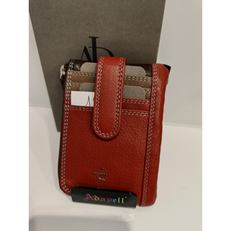 Porte monnaie et porte carte en cuir vert anis "Adapell"