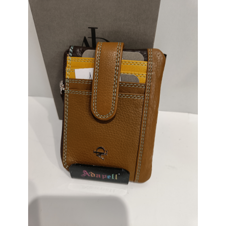 Porte monnaie et porte carte en cuir prune"Adapell"