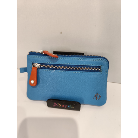 Porte monnaie plat en cuir au trois couleurs "Adapell"