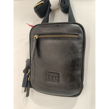  Sacoche plate en cuir noir"David William"