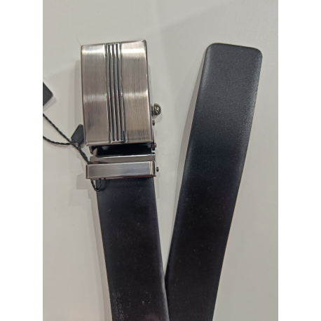 Ceinture plaque en cuir noir  "Manna"