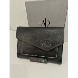 Portefeuille en cuir orange ,taupe et vert "Adapell"