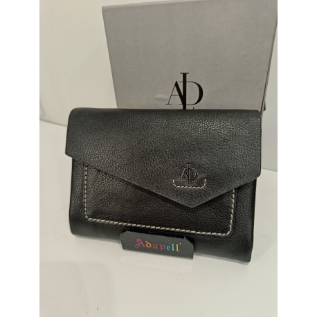 Portefeuille en cuir orange ,taupe et vert "Adapell"