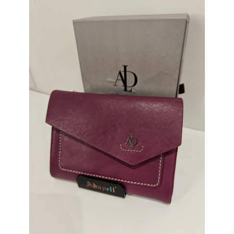 Portefeuille en cuir rouge ,orange et vert "Adapell"