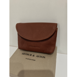 Porte monnaie cognac en cuir " Arthur et Aston"