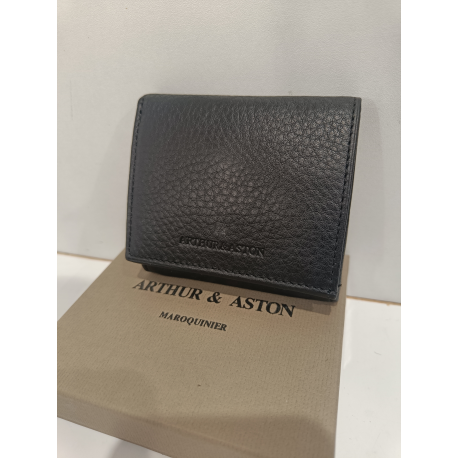 Porte monnaie noir en cuir " Arthur et Aston"