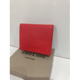 Porte monnaie cuvette rouge en cuir " Arthur et Aston"