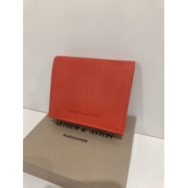 Porte monnaie cuvette orange en cuir " Arthur et Aston"