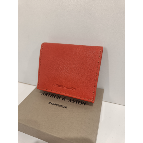 Porte monnaie cuvette rouge en cuir " Arthur et Aston"