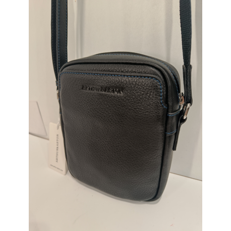 Sacoche en cuir noir plate " Arthur et Aston"