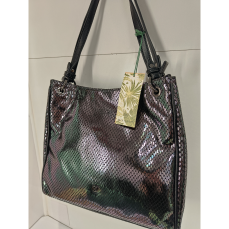 Sac porté épaule en synthétique gris métallisé  (Mia et Joy)