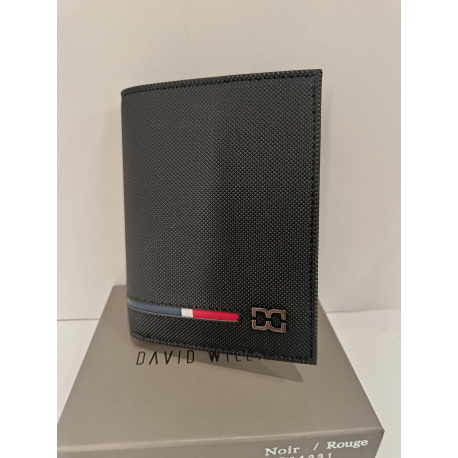 Petit portefeuille en cuir et synthétique noir"David William"