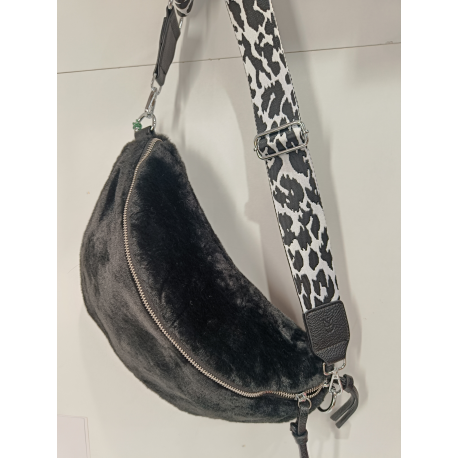 Sac banane noir en synthétique fourrure  "Mia Joy"