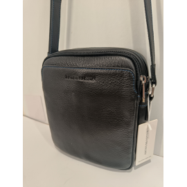 Sacoche en cuir noir  " Arthur et Aston"