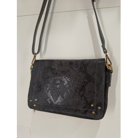 Sac porté épaule en synthétique noir métallisé  (Mia et Joy)