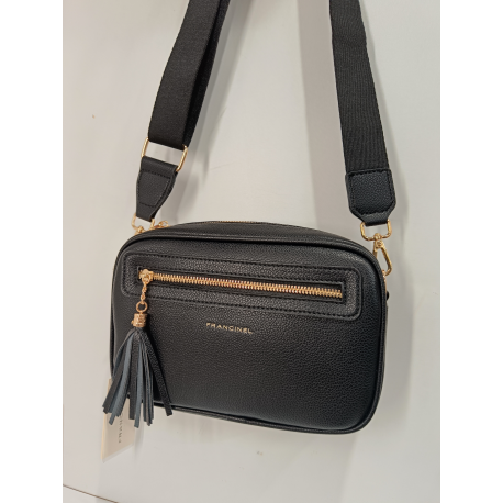 Sac porté travers en synthétique noir  -Francinel-