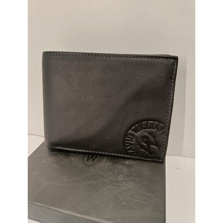 Porte monnaie plat en cuir noir "David William""
