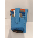 Porte monnaie et porte carte en cuir bleu "Adapell"