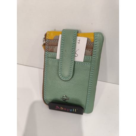 Porte monnaie et porte carte en cuir bleu "Adapell"