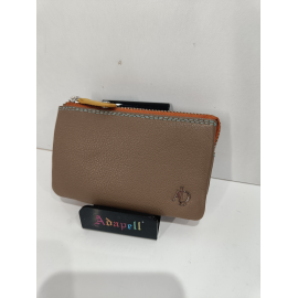 Porte monnaie et porte carte en cuir prune  "Adapell"