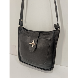 Sac porté  travers en cuir noir"Francinel "