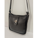 Sac porté  travers en cuir noir"Francinel "